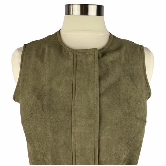 SHADES OF GREY Faux Suede Olive Green Vest XS - Picture 2 of 11